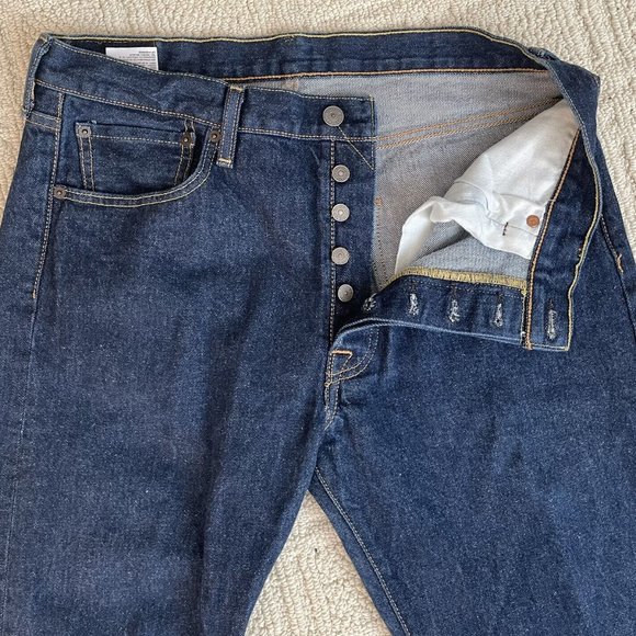 Levis 501 Men's Blue Jeans - Button Fly Straight Leg Denim - 34 X 36 Dark Wash - Picture 16 of 16